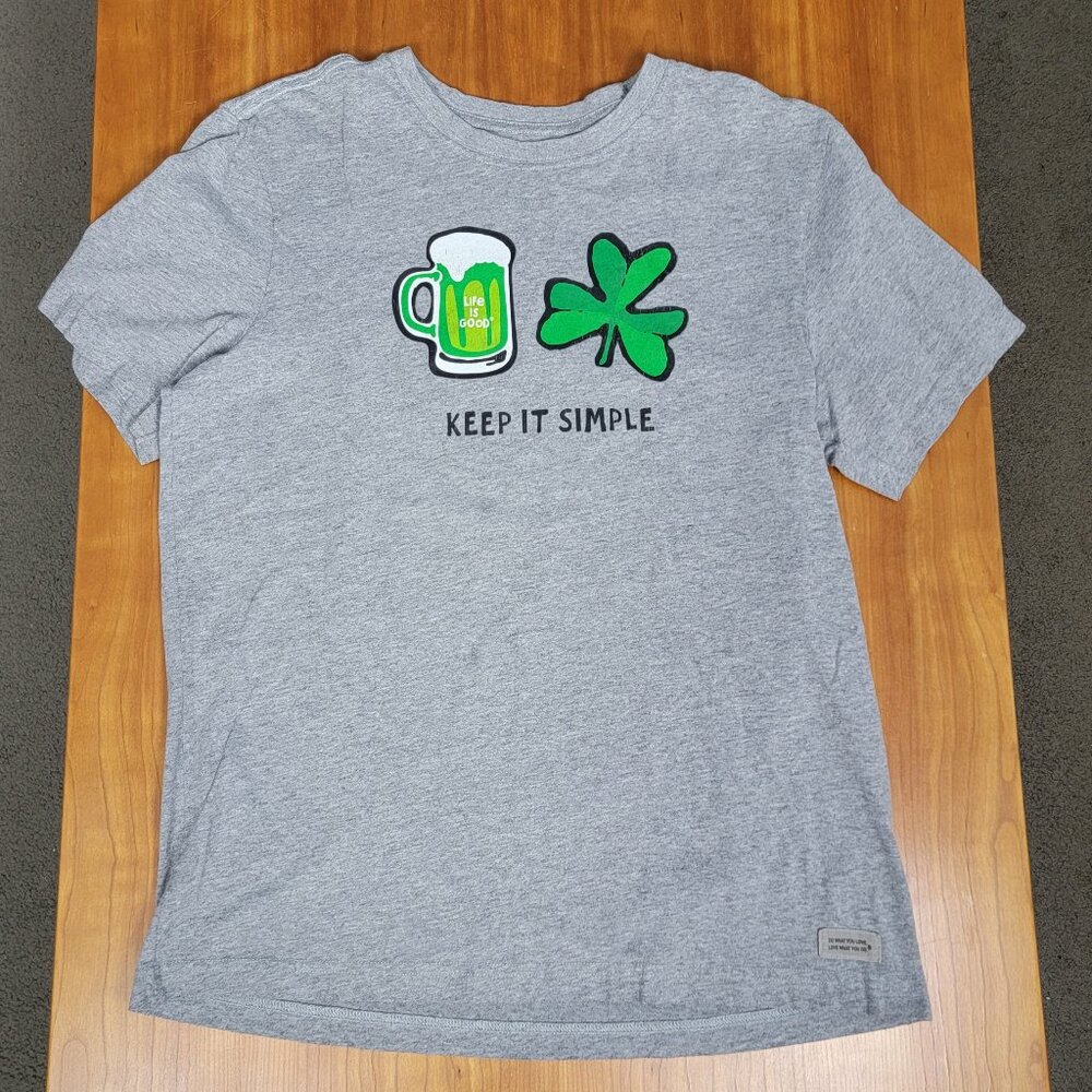 Life is Good Grey Short Sleeve  Keep It Simple St. Patty's Crusher Tee M - Picture 3 of 11